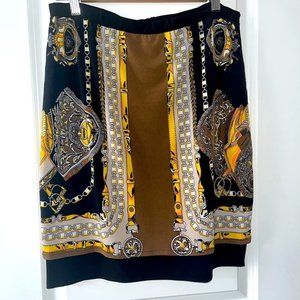 Elegant Black and Gold Skater Skirt Sz L